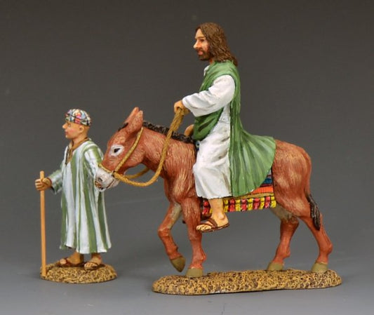 Jesus enters Jerusalem donkey biblical figurine King and Country LOJ061 1/30 scale matte religious toy soldier set with boy