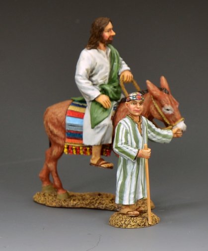 Jesus enters Jerusalem donkey biblical figurine King and Country LOJ061 1/30 scale matte religious toy soldier set with boy