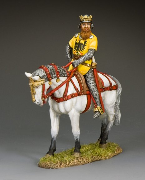 Emperor Barbarossa mounted medieval toy soldier King and Country MK219 1/30 scale matte Crusader era Holy Roman Emperor figure