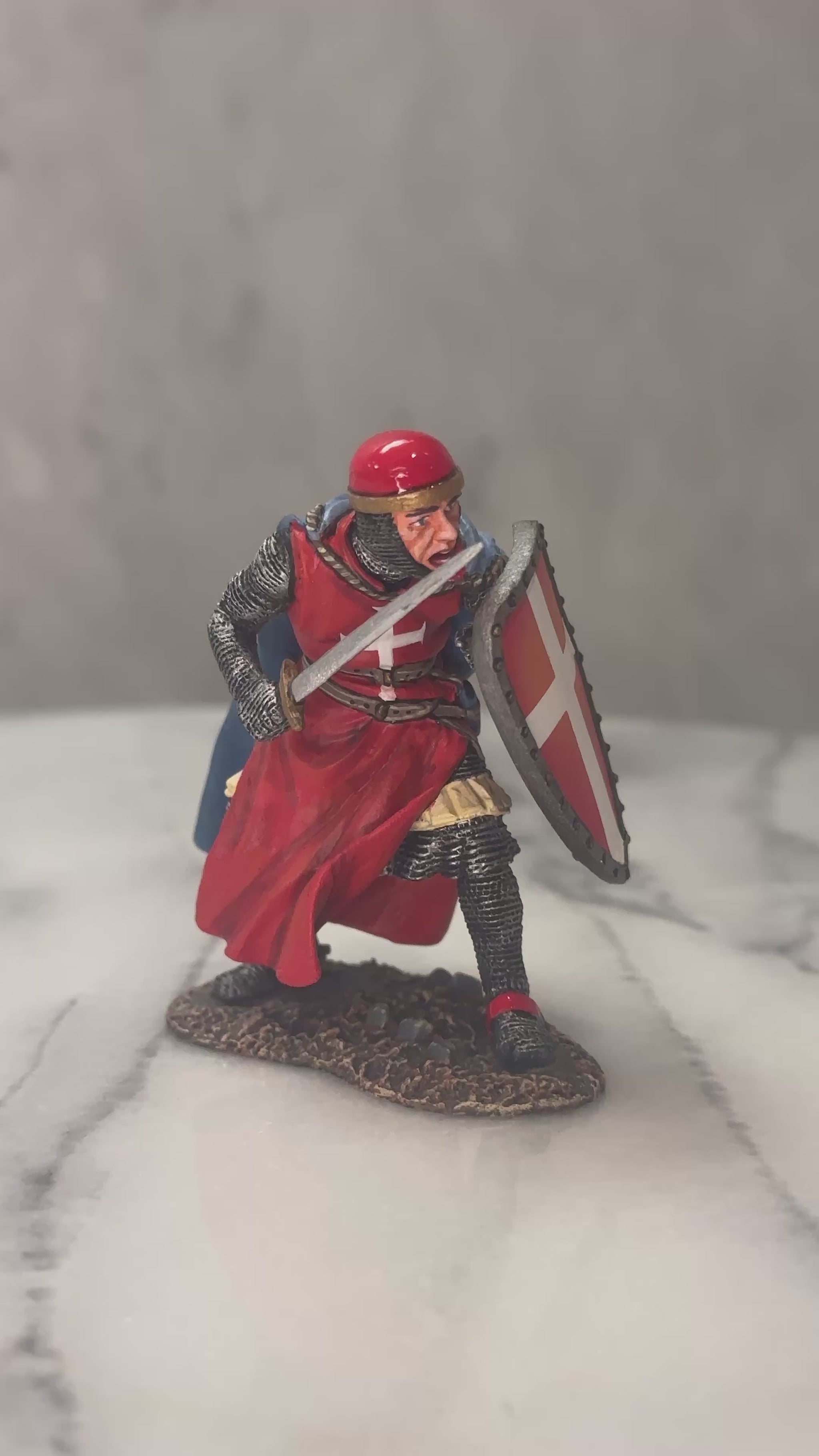 Crouching Crusader Knight with Sword 360 view.