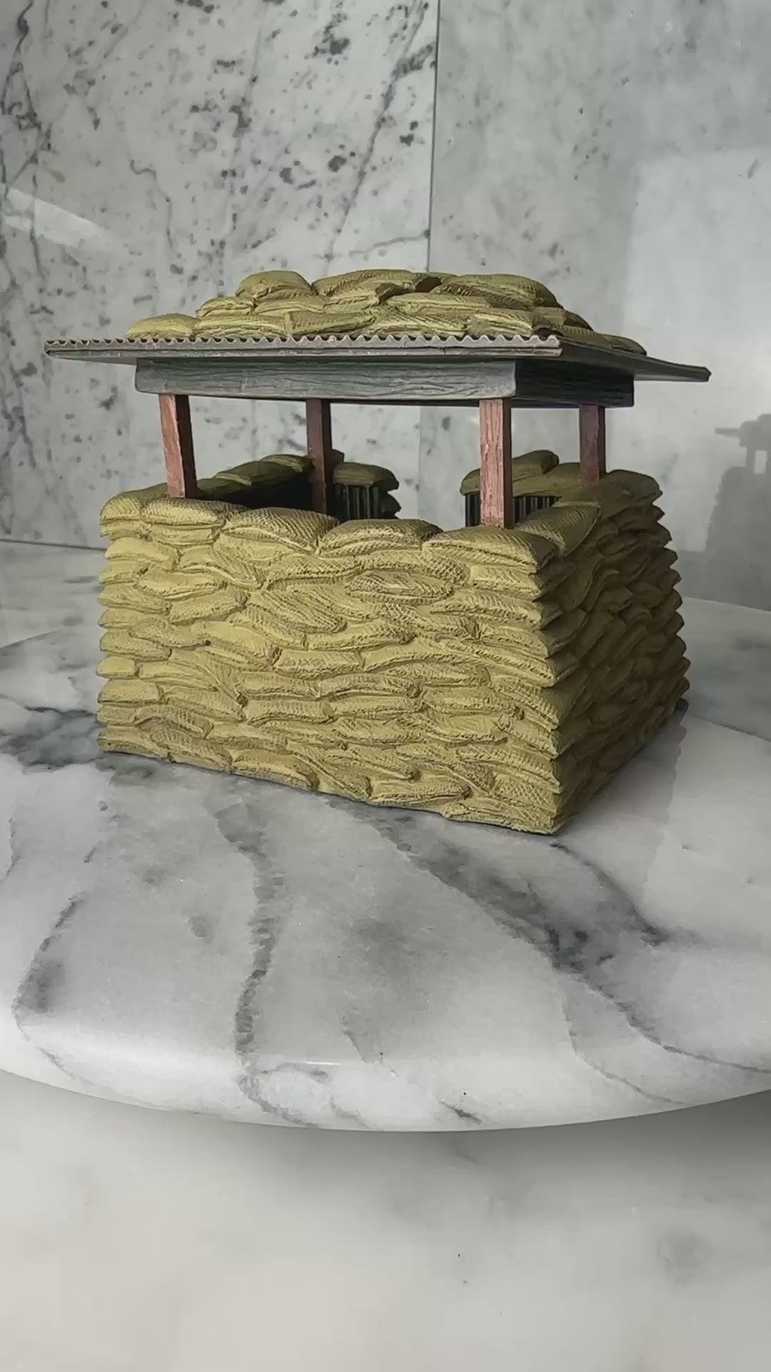 360 view of Vietnam guard post diorama King and Country SP115 1/30 scale sandbag bunker with removable roof military miniatures