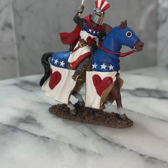 360 view of toy soldier figurine Sir Archibald Douglas on a marble surface.