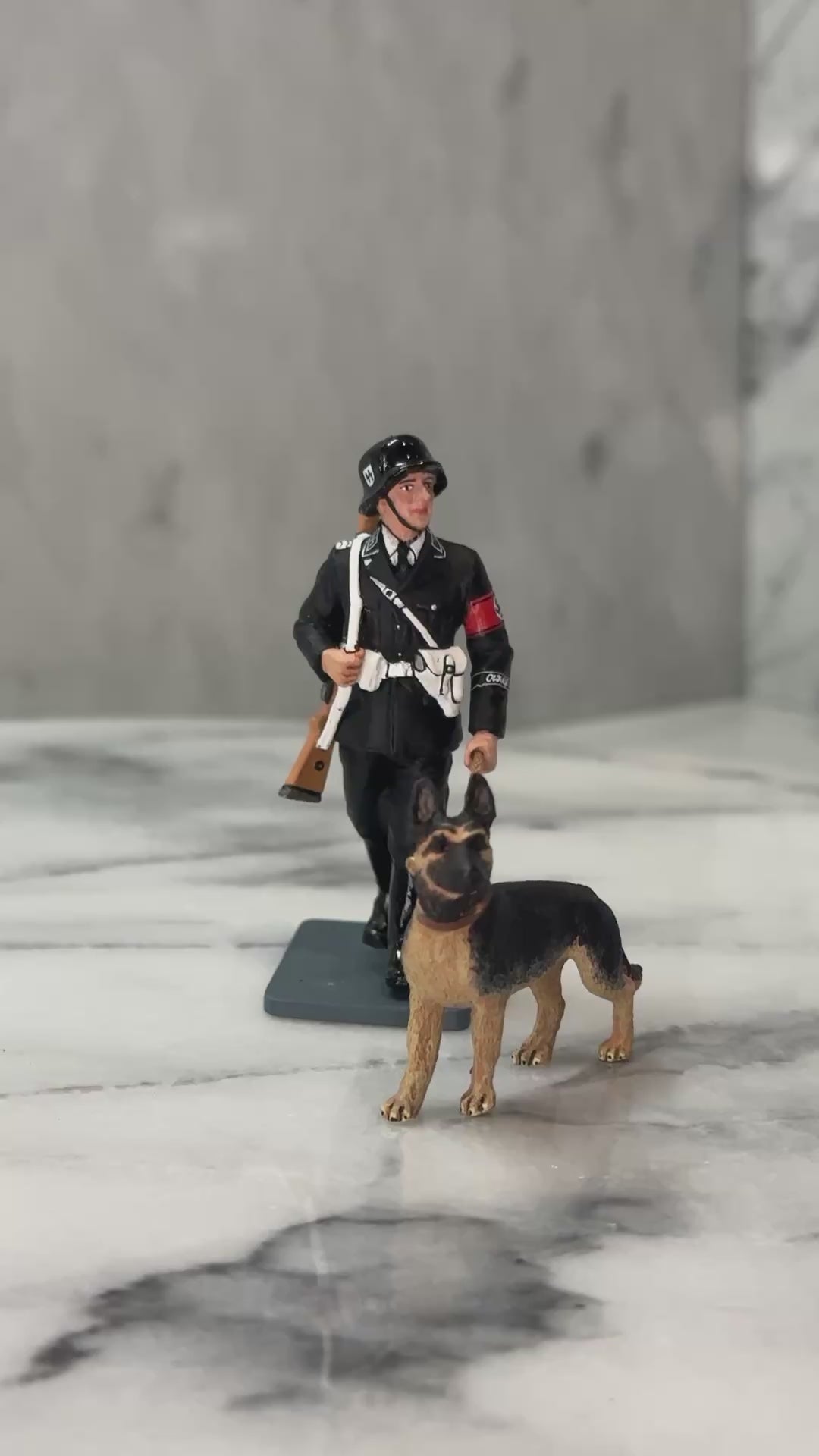 360 view of SS Dog Handler toy soldier figurine.