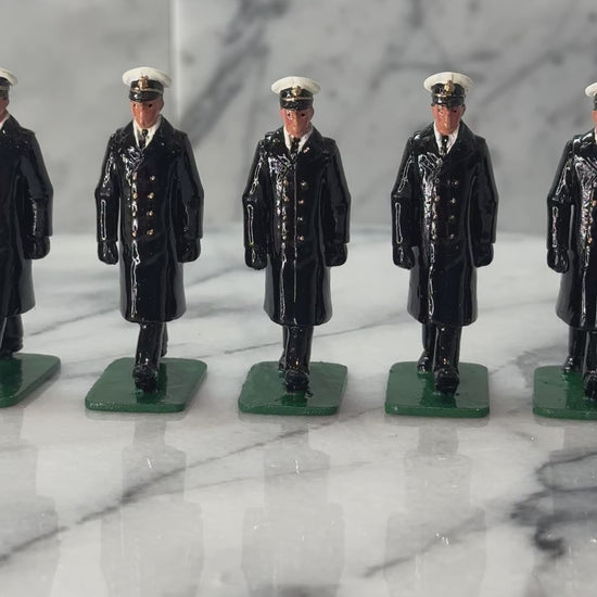 360 view of Collectible toy soldier miniature army men Navy Midshipmen in Winter Dress.