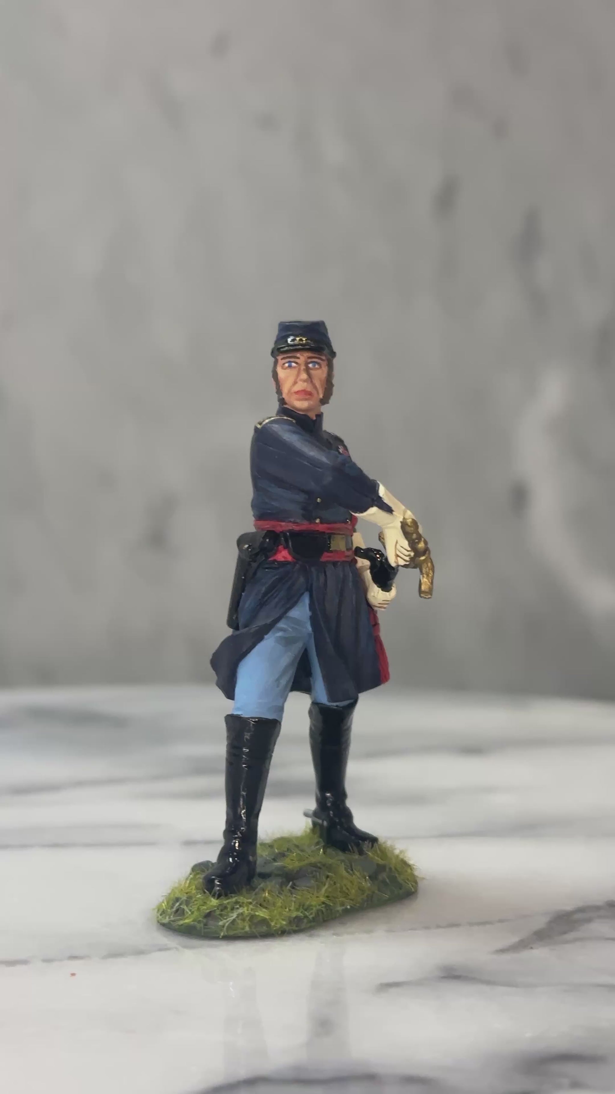 360 view of military miniature toy soldier Brigadier General Strong Vincent.