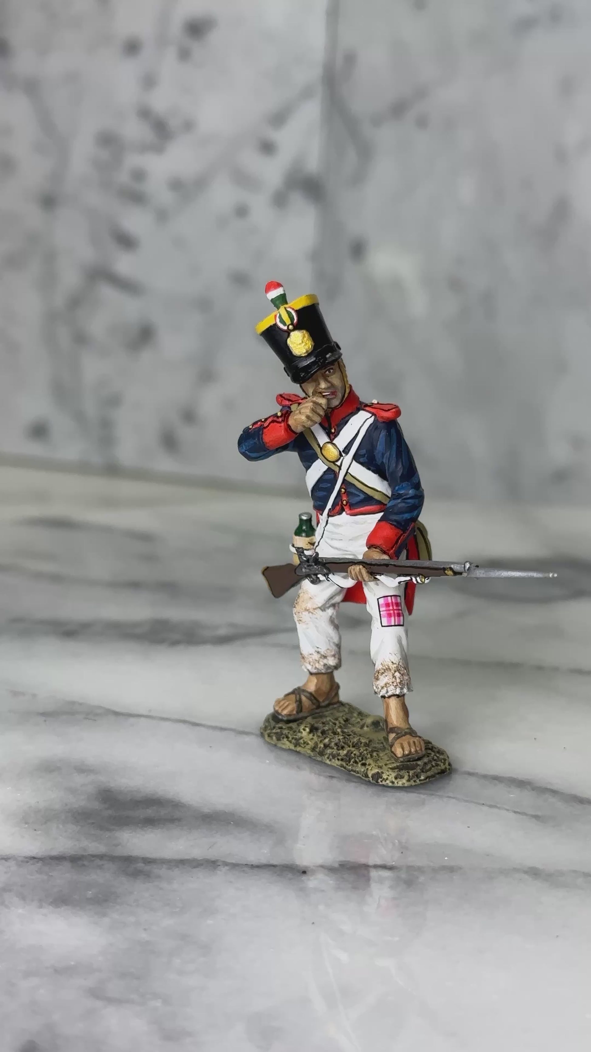 Santa Anna's Soldier Biting Open a Fresh Cartridge military miniature
