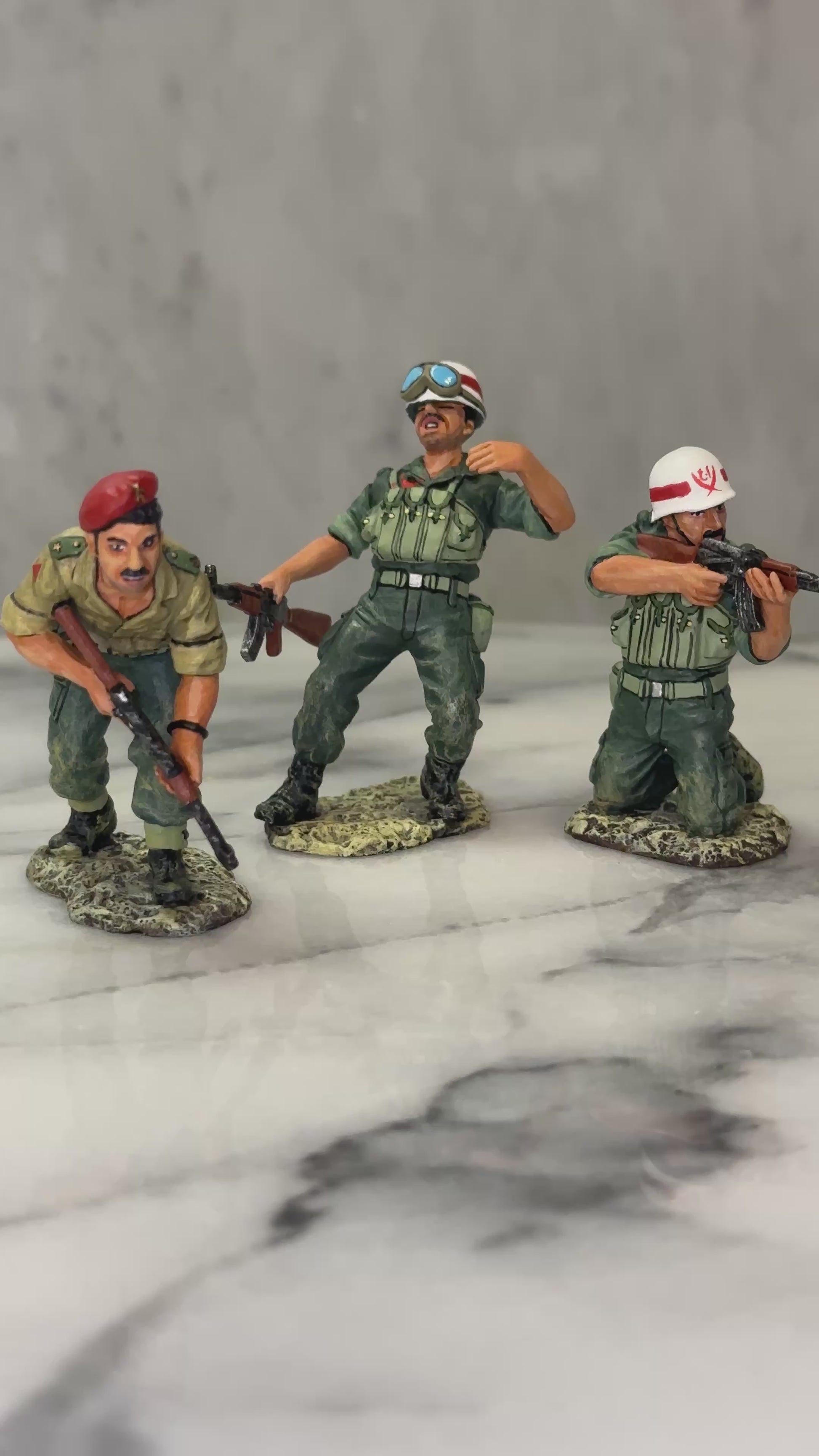 360 view of collectible toy soldier miniature army men republican guards gulf war.