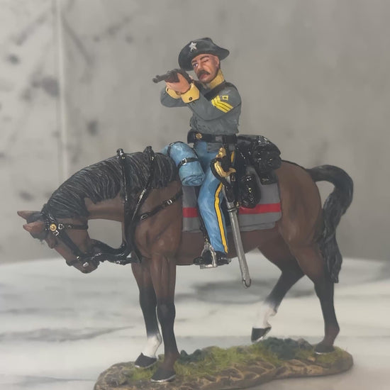 360 view of Confederate Cavalry Sgt. Firing Carbine.