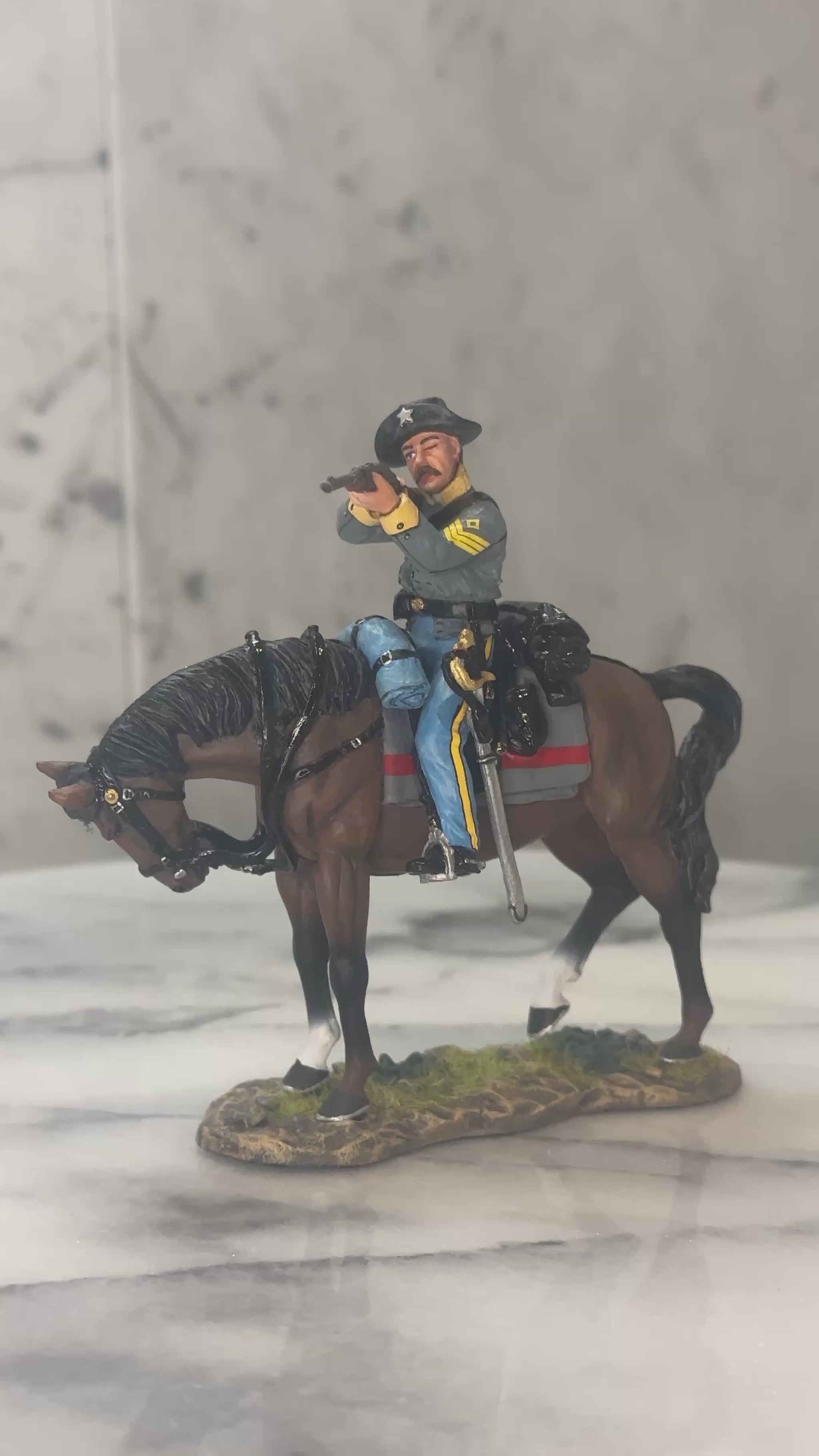 360 view of Confederate Cavalry Sgt. Firing Carbine.