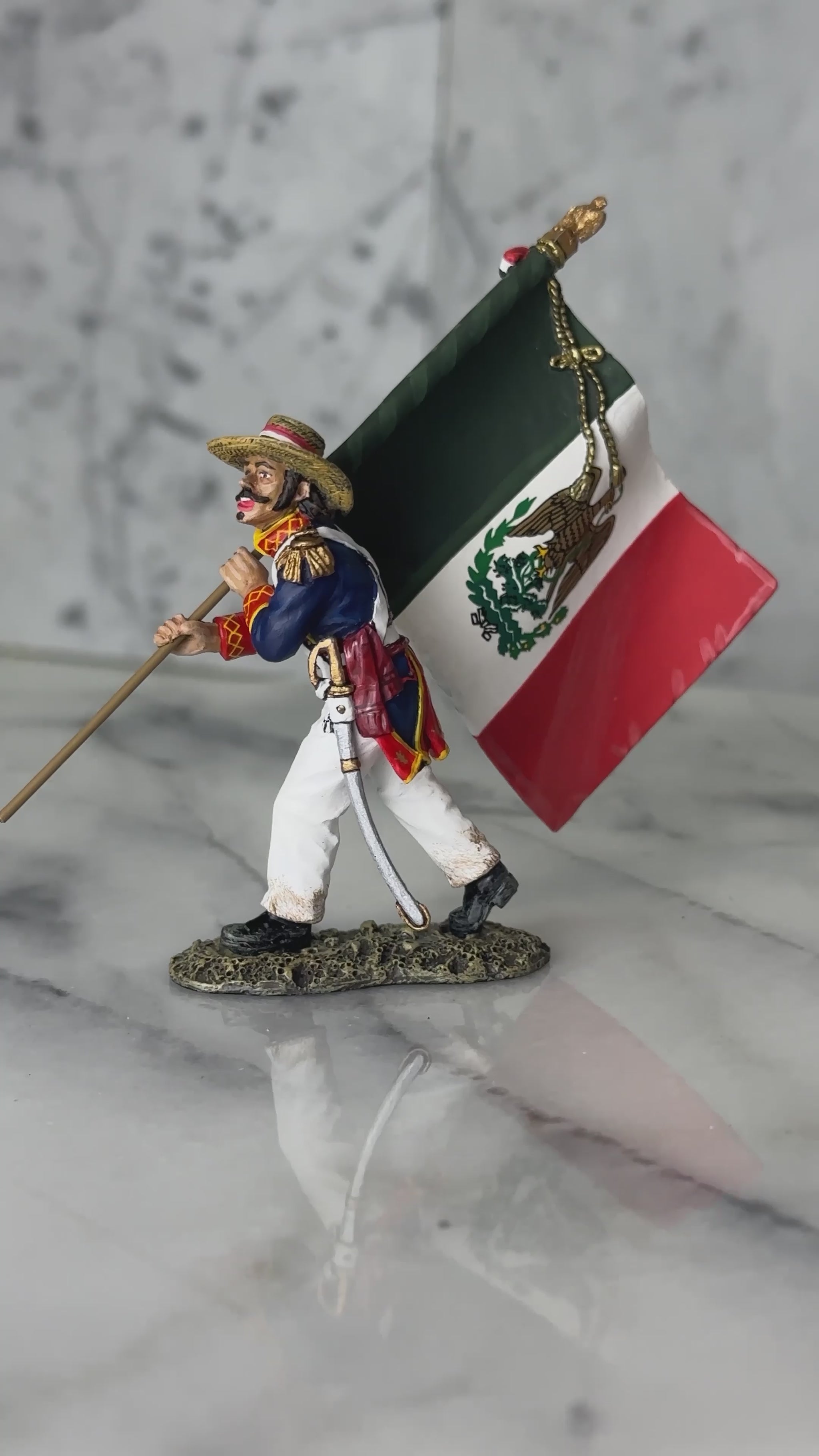 360 view of toy soldier Mexican Army Flagbearer