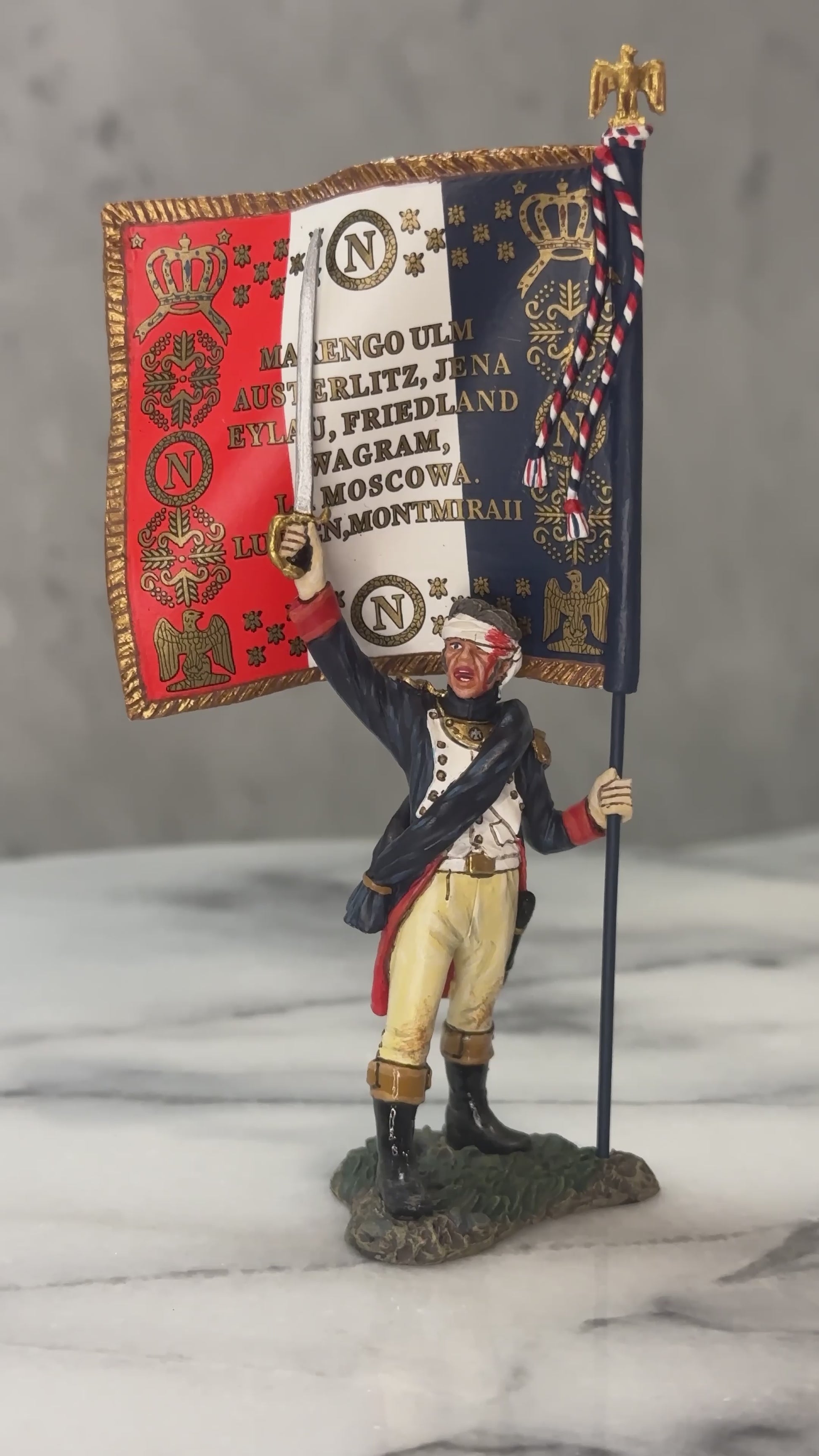 360 view of toy soldier figurine Officer Flagbearer.