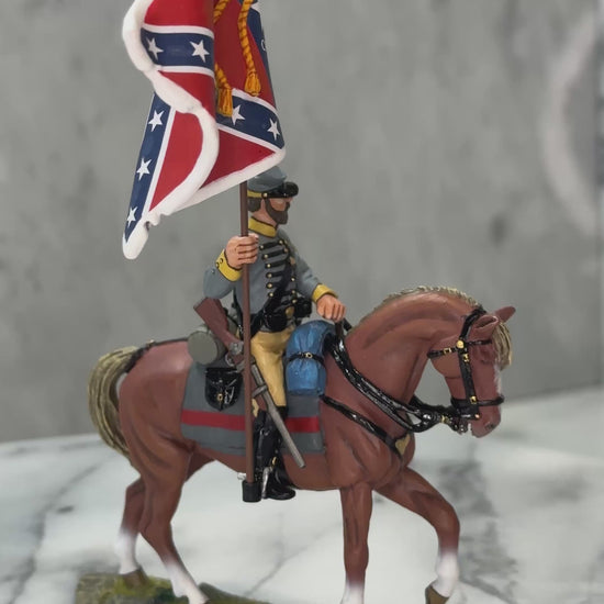 360 view of 29th Texas Cavalry Flagbearer toy soldier figurine.