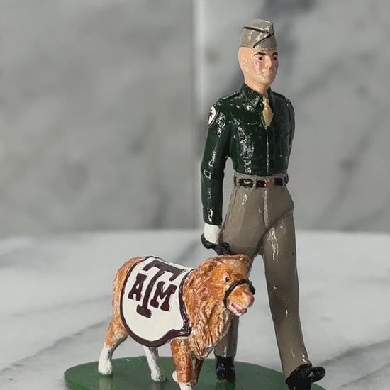 360 view of Collectible toy soldier army men Texas A&M Mascot and Handler.