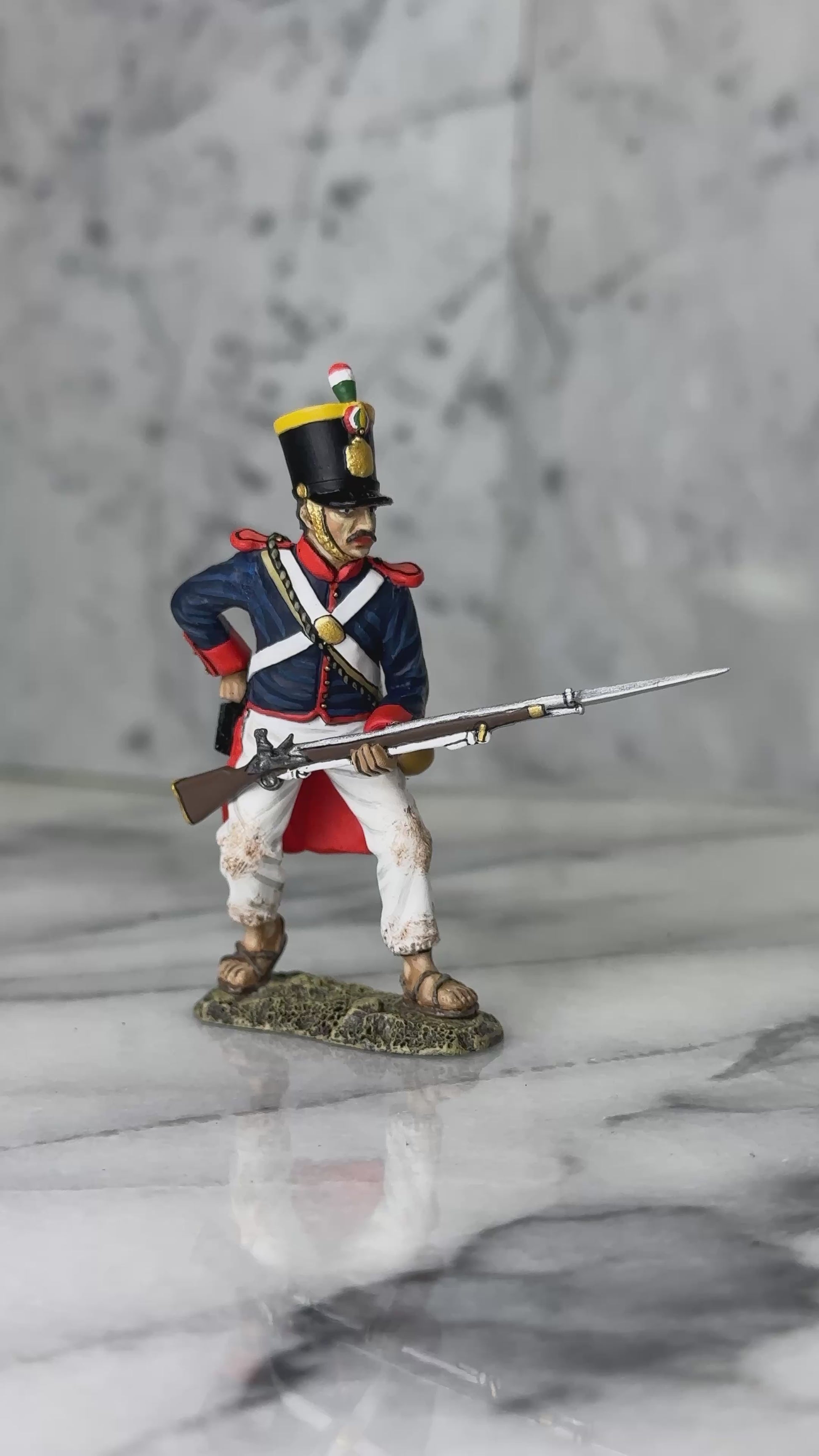 Santa Anna's Soldier Reaching for a Fresh Cartridge military miniature