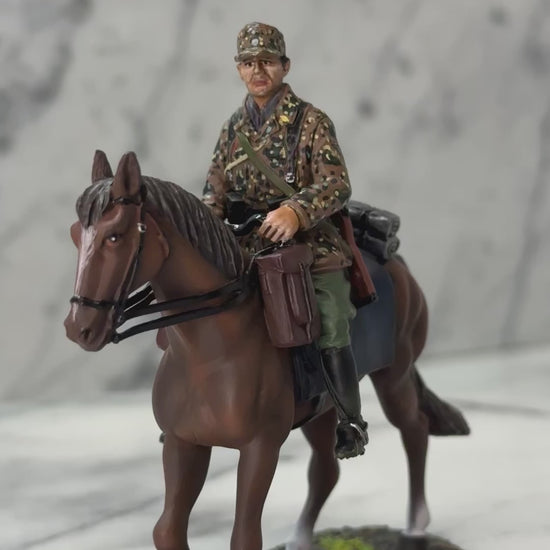 360 view of Collectible toy soldier miniature army men figurine SS Cavalry Trooper.