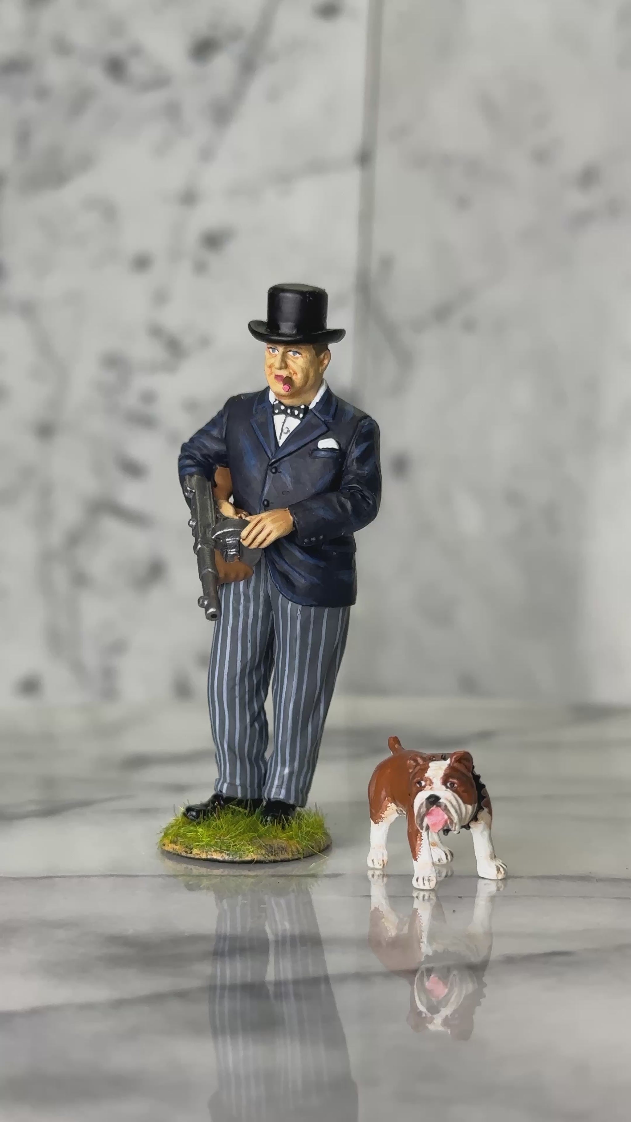 360 view of Winston S. Churchill miniature figurine.