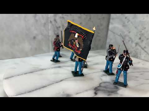 360 view of Collectible toy soldier miniature set Union Infantry with Color Bearer.