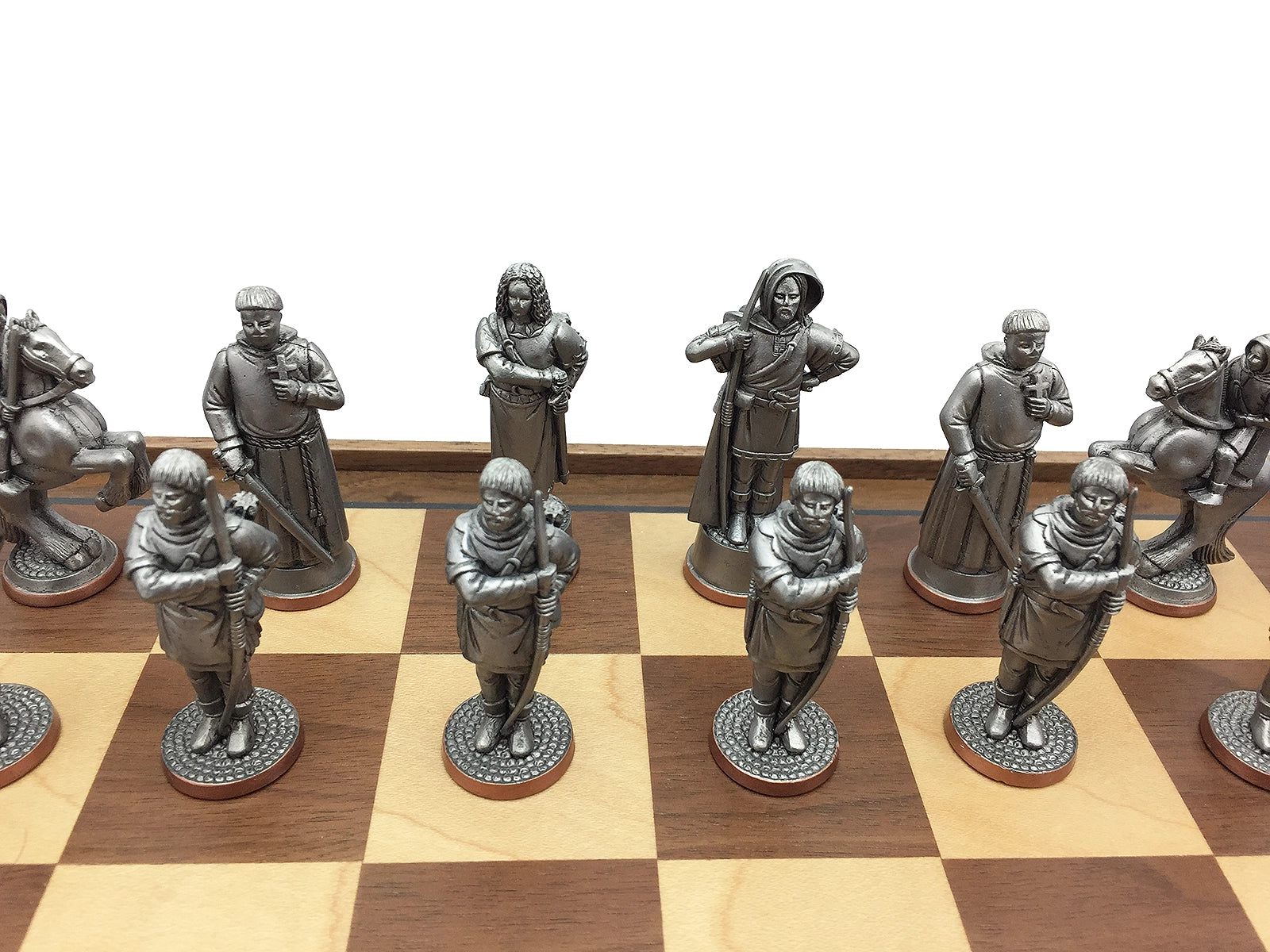 Toy soldier miniature army men Robin Hood Chess Set. Antique finish. Knights.