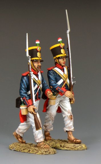 Mexican infantry marching to battle Alamo 1836 Texas Revolution toy soldiers 1/30 scale matte military miniatures set RTA125
