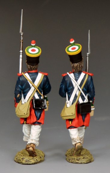 Rear view of Mexican infantry marching to battle Alamo 1836 Texas Revolution toy soldiers 1/30 scale matte military miniatures set RTA125