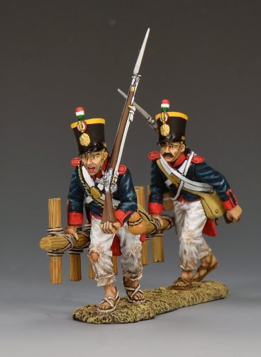 Mexican soldiers carrying ladder assaulting Alamo 1836 Texas Revolution toy soldiers 1/30 scale matte figures RTA127