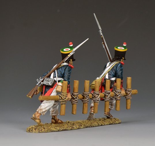 Side view of Mexican soldiers carrying ladder assaulting Alamo 1836 Texas Revolution military miniatures 1/30 scale matte figures RTA127