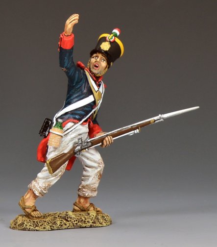Mexican soldier shouting charging Alamo 1836 Texas Revolution toy soldier 1/30 scale matte figure King and Country RTA128