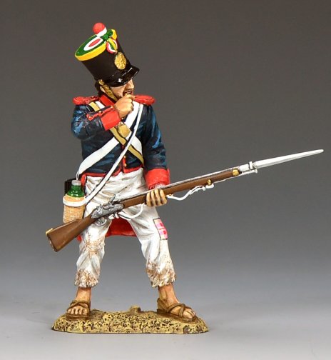 Mexican soldier biting cartridge reloading musket Alamo 1836 Texas Revolution toy soldier 1/30 scale matte figure RTA130