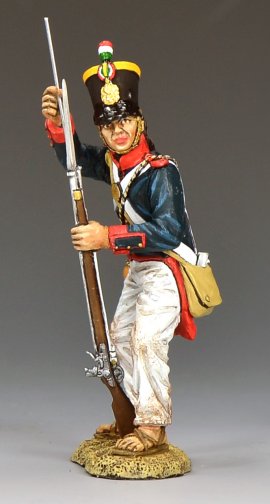 Mexican soldier using ramrod loading musket Alamo 1836 Texas Revolution military miniature 1/30 scale matte figure RTA131