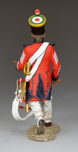 rear view of Mexican army drummer advancing Alamo 1836 Texas Revolution military miniature 1/30 scale matte figure King and Country RTA139