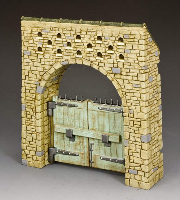 European farm gateway diorama King and Country SP120 1/30 scale stone arch with opening wooden doors rural scene accessory for toy soldiers