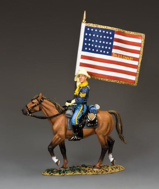 King & Country TRW135 Stars n Stripes Forever 5th US Cavalry mounted flagbearer John Ford Cavalry 1/30 scale matte figure