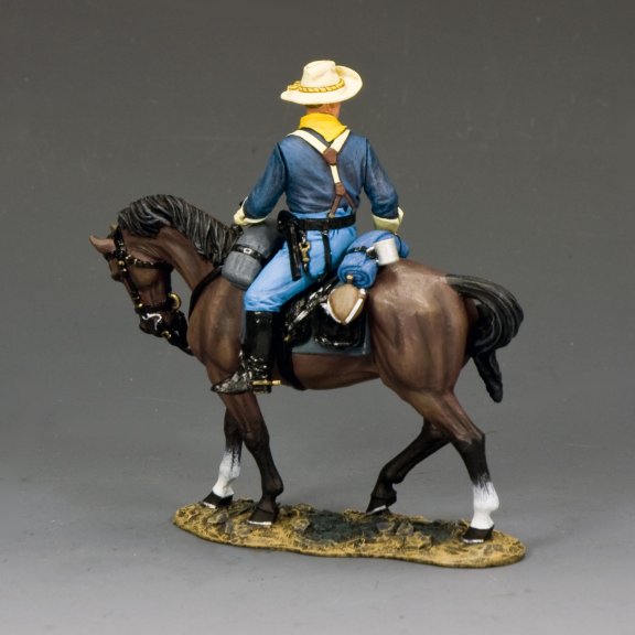 King & Country TRW169 John Ford Cavalry trooper turning in the saddle mounted U.S. cavalry figure, 1/30 scale matte finish