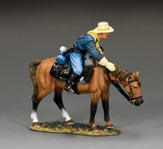 King & Country TRW170 Trooper Leaning Forward mounted U.S. cavalry figure from the John Ford Cavalry series, 1/30 scale matte finish