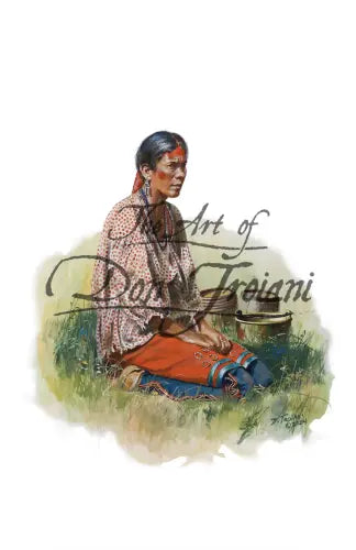 Don Troiani wall art print eastern woodland woman sitting on the ground.