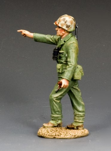 Lieut. Col Lewis 'Chesty' Puller USMC. model soldier figure in green military uniform and helmet on a gray background