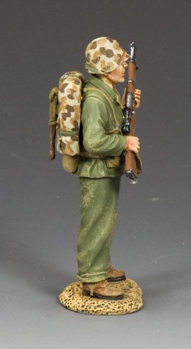 Standing Ready Marine. Toy Soldier WWII U.S. Marine with M1 Garand standing ready for inspection. 1/30 scale, hand-painted with matte finish.