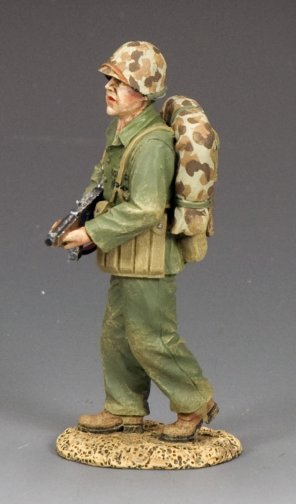Walking Marine Sergeant. Toy soldier military miniature.