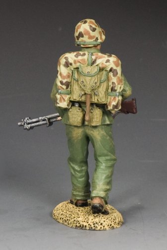 U.S. Marine with BAR. Rear view of toy soldier.