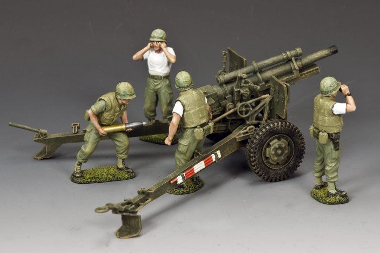 King & Country US Marine Corps artillery set 105mm howitzer crew WWII military miniatures