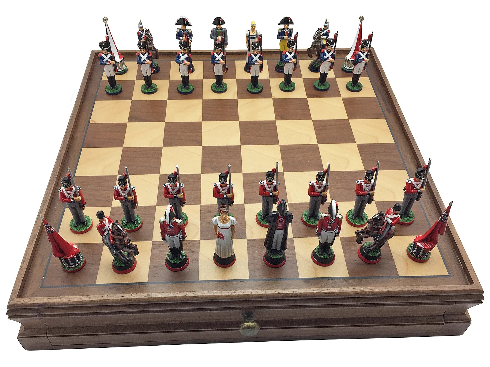 Toy soldier chess set Battle of Waterloo. Hand painted. British and French.