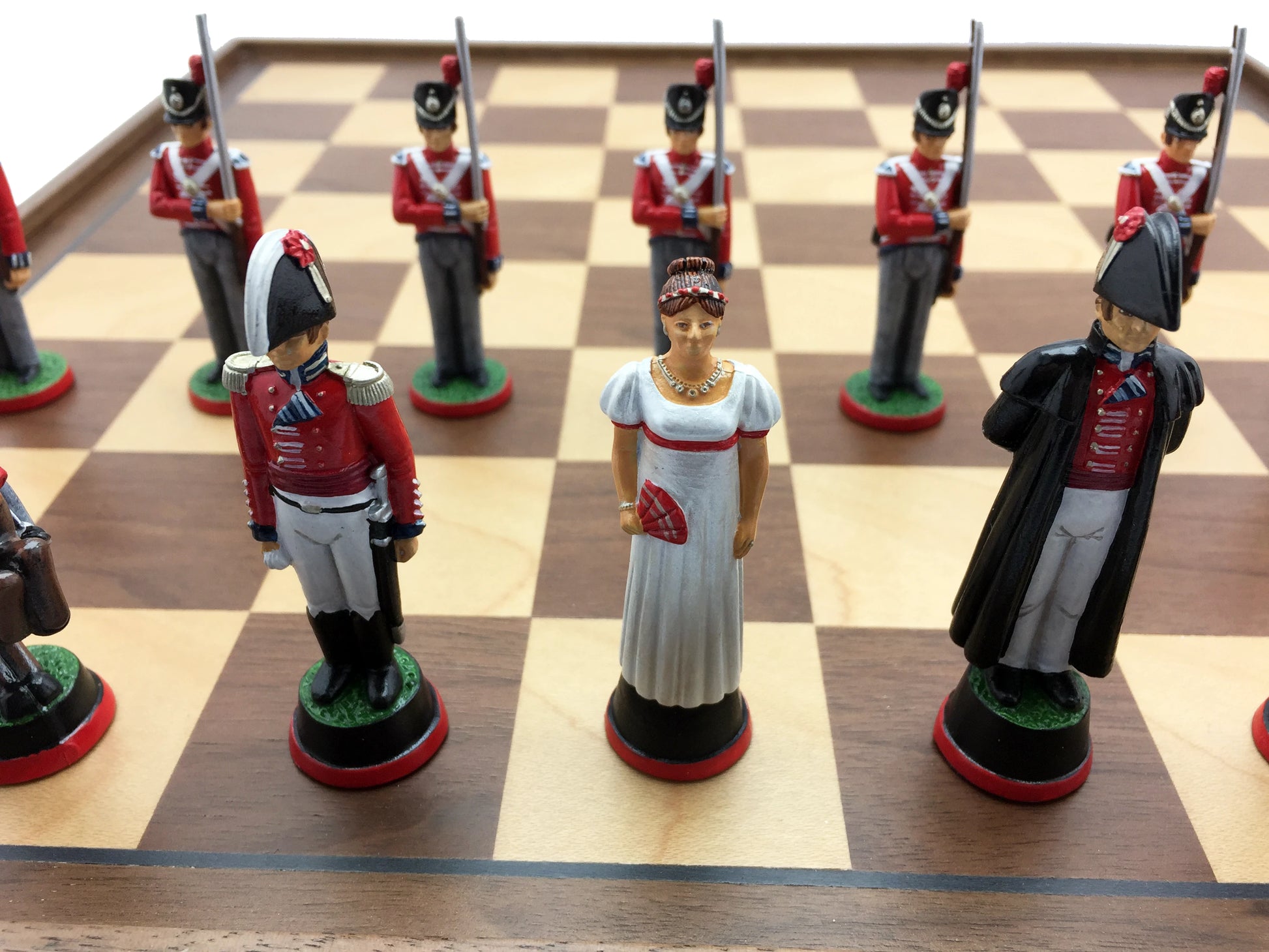 Toy soldier chess set Battle of Waterloo. Hand painted. Queen and king.