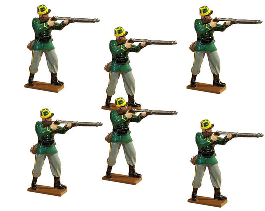 Collectible toy soldier miniature set Belgian Infantry Standing Firing - Carabinier Regiment. 6 piece set.