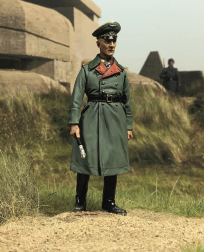 German General Field Marshall Erwin Rommel 1944. He is neat a bunker.