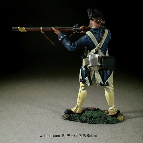 Rear view of collectible toy soldier miniature Clark's Illinois Regiment Standing Firing.