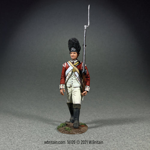 Collectible toy soldier miniature 43rd regiment of foot Grenadier Marching with musket and bayonet.