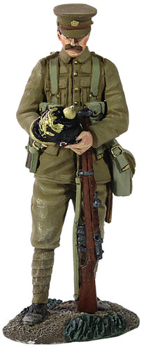 Collectible toy soldier miniature British Infantry with Souvenir German Helmet.