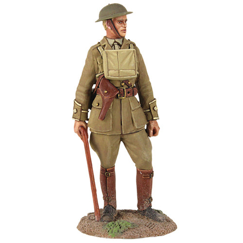 Collectible toy soldier miniature British Infantry Officer Standing with Walking Stick.