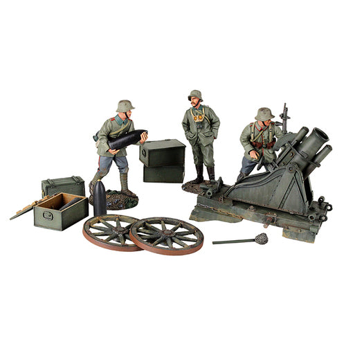Toy soldier German 170 cm Minenwerfer with Three Infantry.