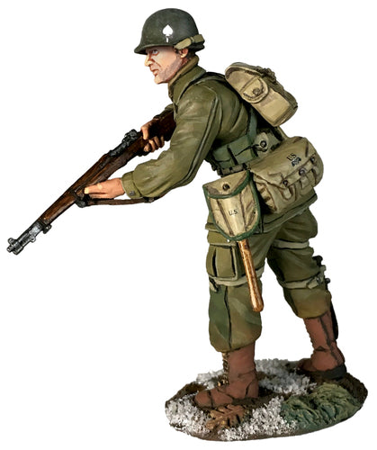 Toy soldier army men U.S. 101st Airborne In M-43 Jacket Advancing with Caution.